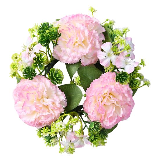 Artificial Flower Candle Holder Wreath Faux Chrysanthemum Ball Candle Ring Simulation Floral Tea Light Holder for Home Wedding Table Centerpiece
