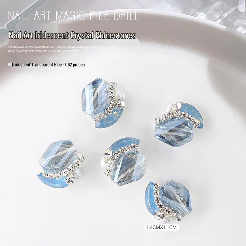 

Набор украшений для дизайна ногтей: переливающиеся хрустальные стразы и металлическая цепочка - 2 шт.