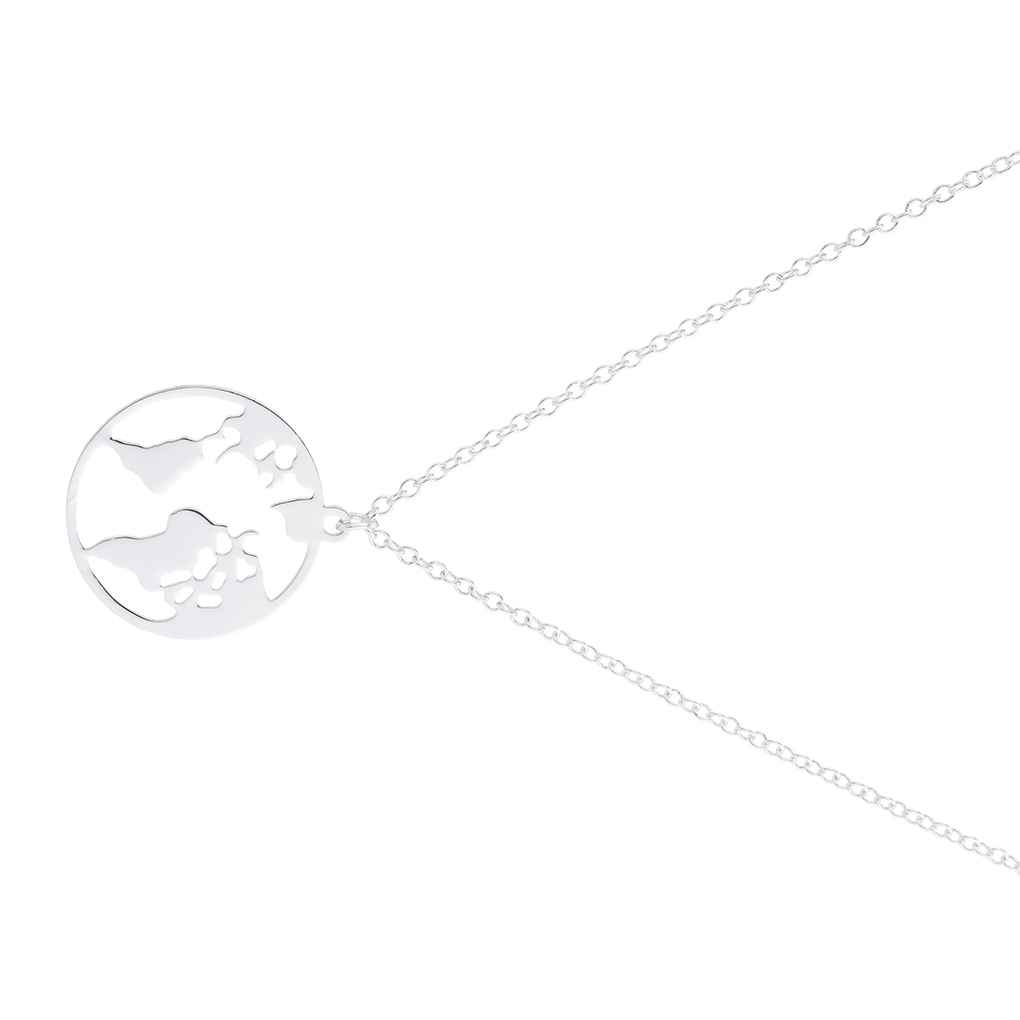 Women Hollow Map Pattern Necklace Lady Girl Round Neck Pendant Plating Copper Jewelry