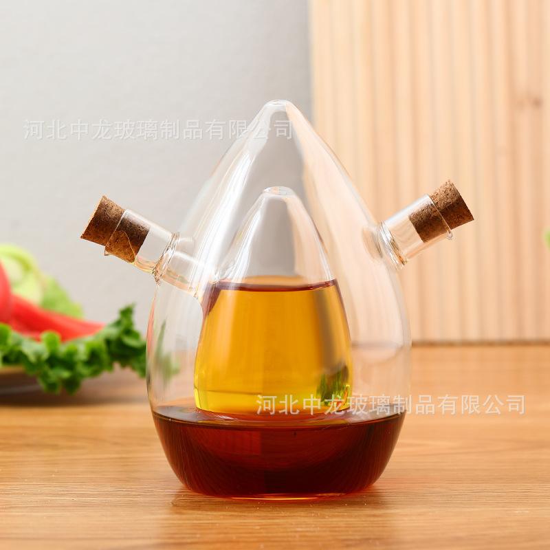 Double Glass Pot Kitchen Supplies Seasoning Bottle Soy Sauce Bottle Vinegar Bottle Glass Oil Vinegar Pot Kitchen Accessories