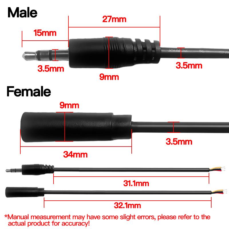 5PCS 3.5mm Audio Cable 3X26AWG, Universal Stereo Aux Cord for Car/Speakers, High-Quality Audio Transmission Wire with Connector