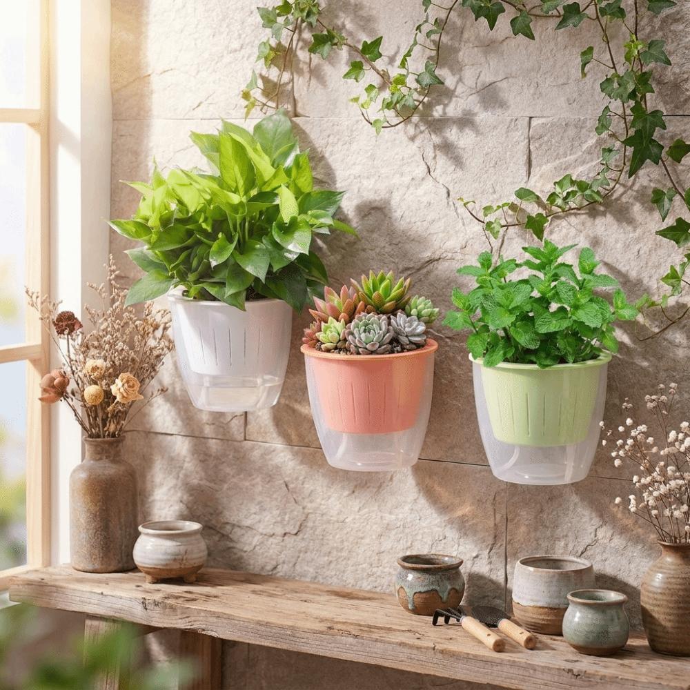 Space Saving Hydroponics Plant Pot Plastic Lazy Plant Pot Self Watering Flower Pots Indoor Use