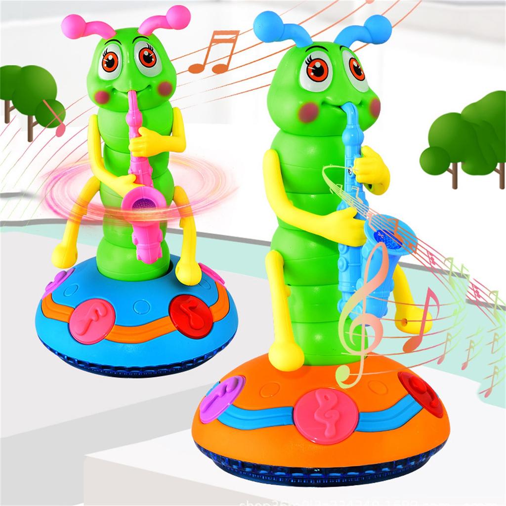 Interactive Caterpillar Musical Toy with Rotating Base and Light-Up Features for Children Educational Entertainment Playset