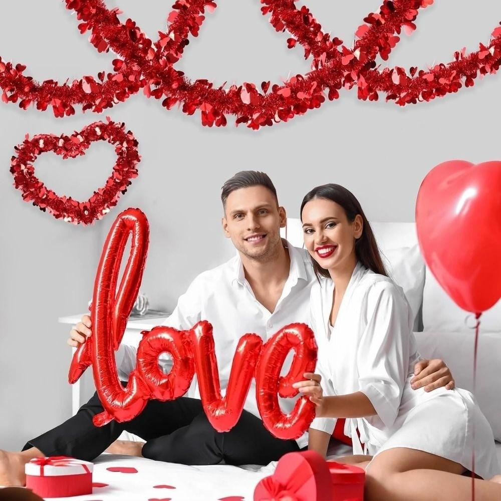 DIY Heart Tinsel Garland 5M Hanging Decor Dense Valentines Garland  Indoor Outdoor