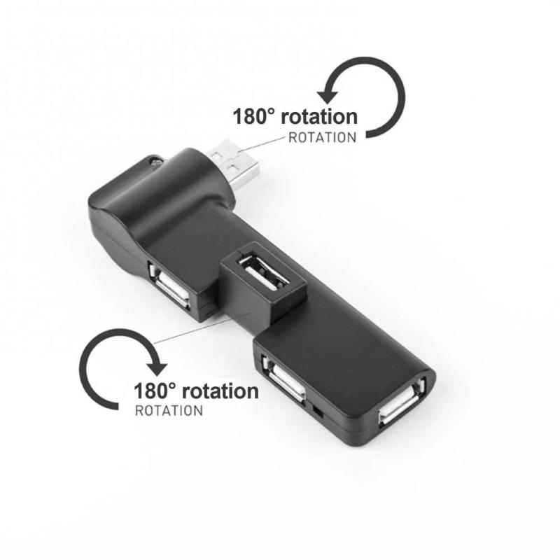 Creative USB 2.0 4 Port Hub 90°/180° Degree Rotatable USB Expansion Allocator Data Cable Adapter Connector for PC Laptop