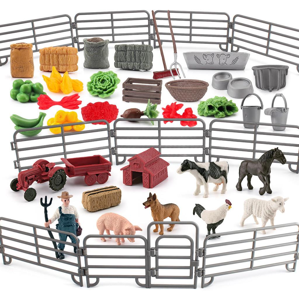 Farm Scene Animal Models Set Pvc Farm Animal And Vegetables Figure Toy For Kids Play And Decoration