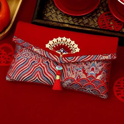 Čínský Nový Rok Brokát Červené Obálky Výšivka Hongbao Šťastné Červené Kapsičky Slavnostní Večeře