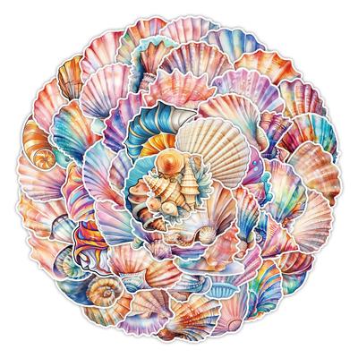 50 Colorful Seashell Graffiti Stickers Skateboard Luggage Mobile Phone Decorative Stickers Waterproof Children's Stationery Stickers