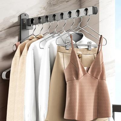 New Folding Wall-Mounted Clothes Hanger Wall Mounted Closet Retractable Hook Durable Stainless Steel Couple Home