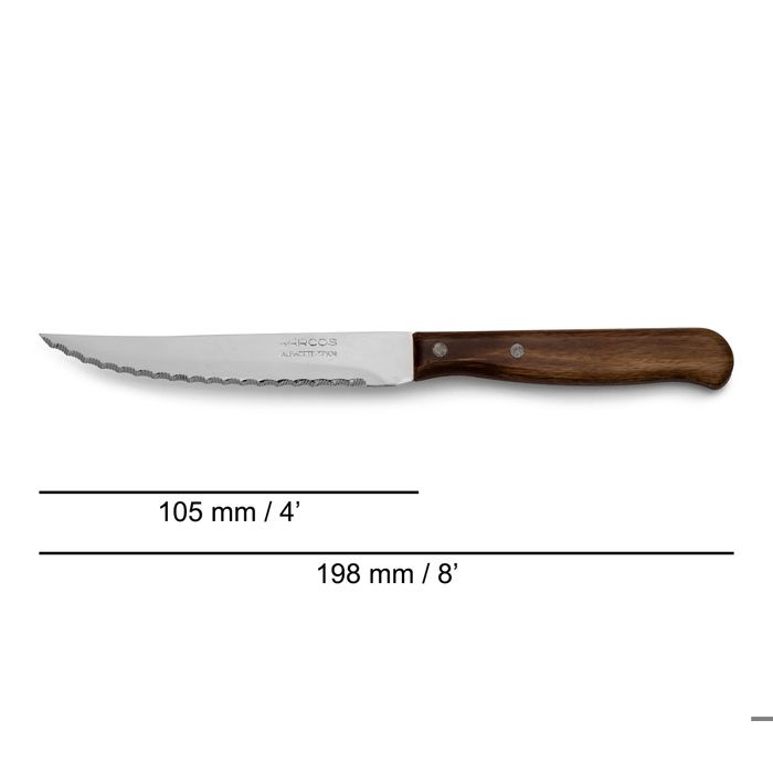 Couteau carré Arcos Latina 100401 en acier inoxydable Nitrum et mango en bois comprimé avec lame de 10,5 cm sous blister.