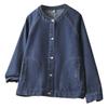 Denim Jacket Round Neck Women's Loose Pocket Fashion Denim Cardigan Jacket
