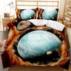 Housse de couette Planète Univers Ensemble de literie Double Système solaire Espace extérieur Housse de couette 3D Ciel étoilé Astronomie Ensemble de literie en polyester