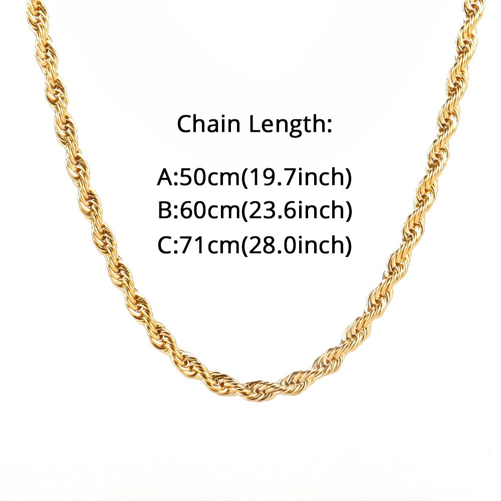 Vintage Twist Rope Link Chain Necklaces 3/5mm Gold Silver Color Stainless Steel Chain For Men Women Hip Hop Fashion Jewelry Gift
