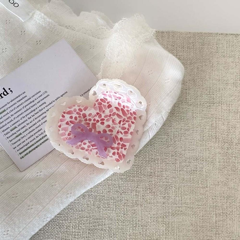Korean Style Heart Shark Clip Elegant Bow Hair Claw Hair Accessories Acetic Acid Hair Claw  Party