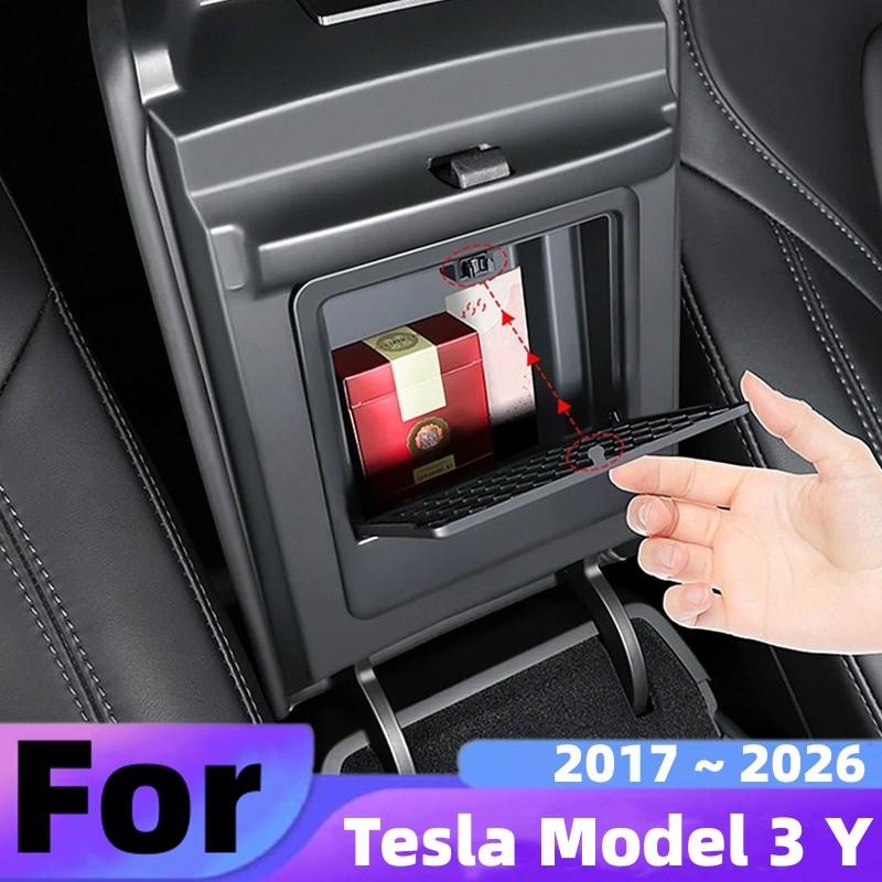 For Tesla Model 3 Y Model 3 Highland Model Y Juniper 2017~2026 Car Console Organizer Tray Armrest Hidden Storage Box Accessories