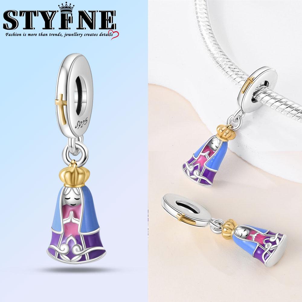 Exquisite Copper Nossa Senhora Aparecida Dangle Cross Charms Pendants Fit Original Bracelets Diy Jewelry For Women