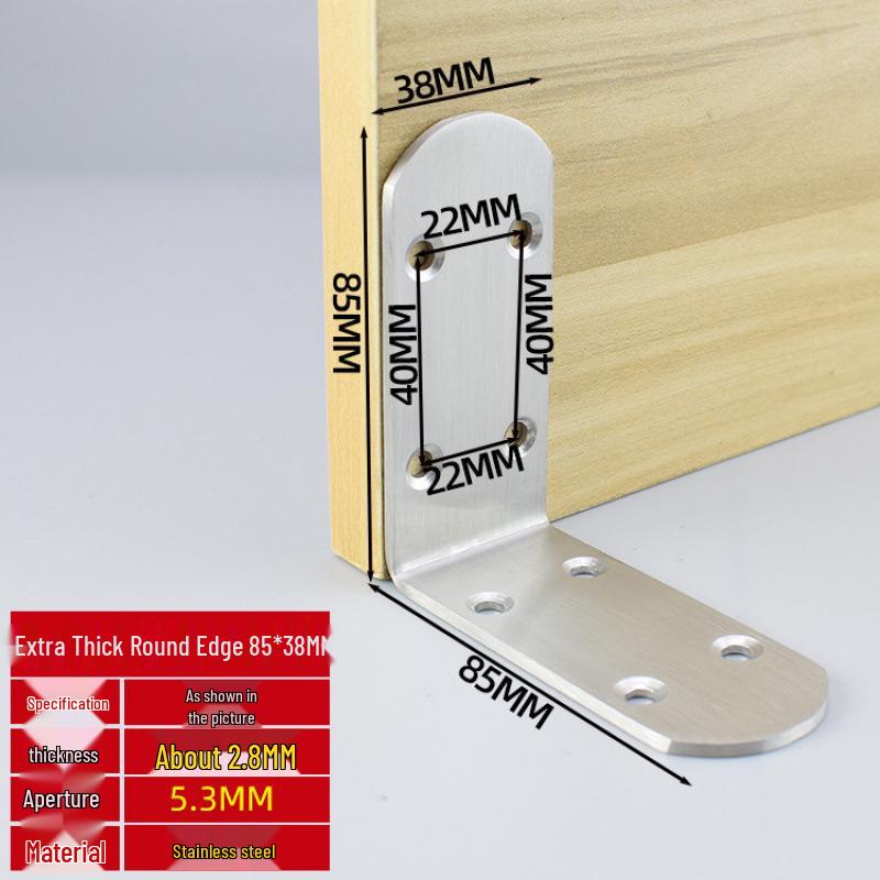 Thick Stainless Steel 90° Angle Bracket for Furniture Fastening