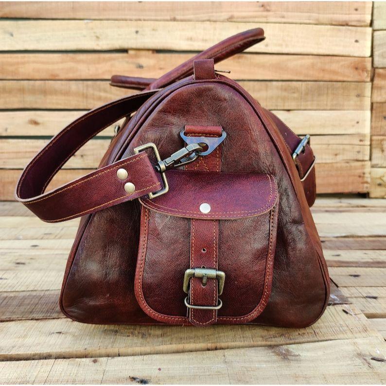 Leather Duffle Bag, Handmade Leather Weekender, Gym Bag, Vacation Duffel Bag, Leather Travel Bag, Overnight Bag, Leather Holdall