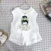 Girls Cotton Cartoon Print Tank Top And Shorts Set Fashionable Summer Two Piece Outfit For Kids