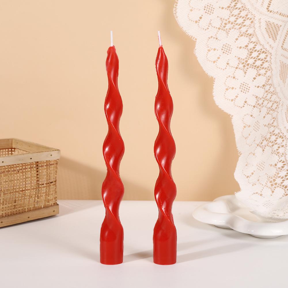 25cm Classic Colorful Threaded Long Rod Candle Household Creative Odorless Twisting Rod Wax