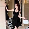 Red Sweet Wind Pure Desire To Show Thin Suspender Short Skirt French Bow Design Sense Temperament Waist Pleated Dress
