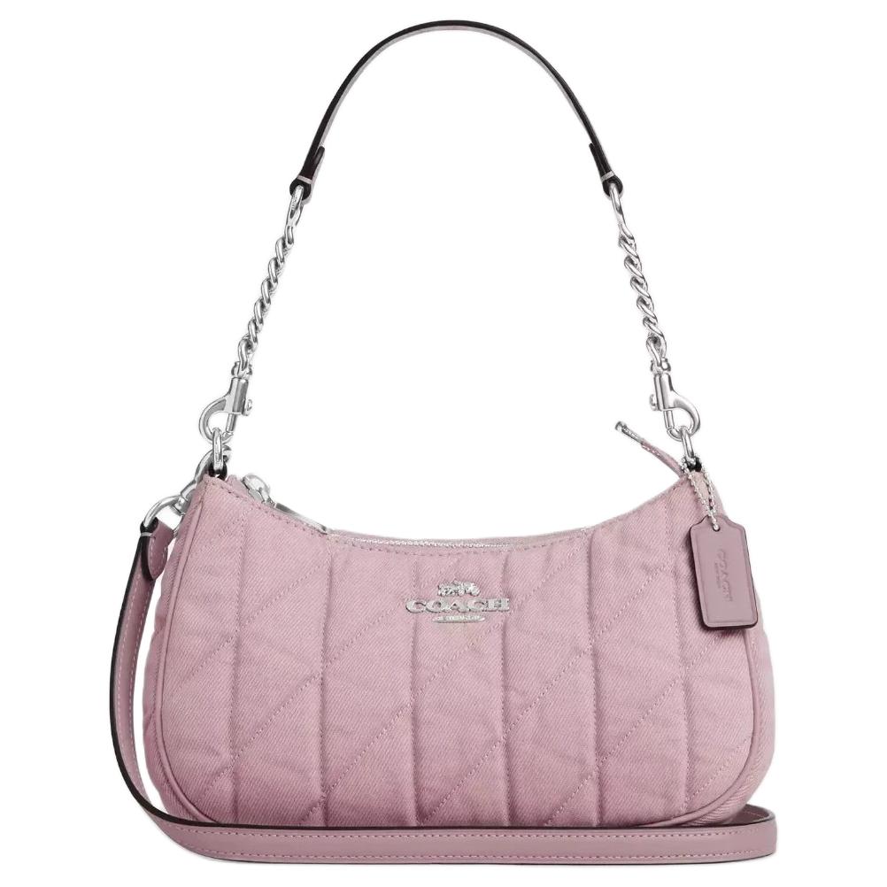 

Coach Teri 24 Logo Wide Detachable Shoulder Strap Denim And Leather Crossbody Bag Medium Women bags Carnation CBG86-SVY2V Basic Set (Bag+Dust Bag)