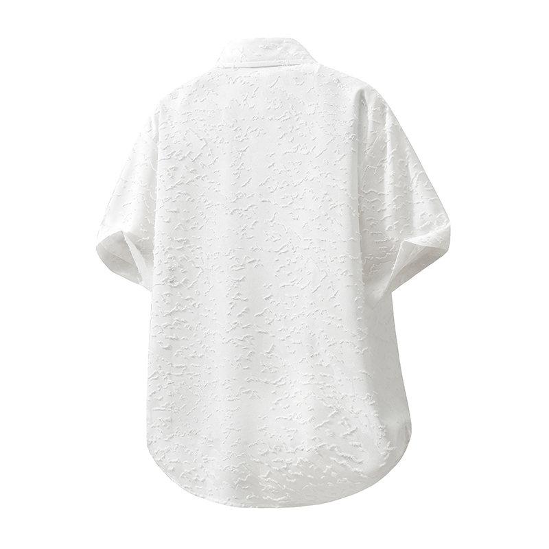 Nuova Camicia Estiva Casual da Uomo a Maniche Corte Vintage Usurata Tinta Unita Stampa Hawaiana Top da Spiaggia Blusa alla Moda