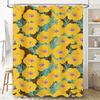 Modern Floral Shower Curtain Vivid Yellow Blue Design for Bathroom Decor Polyester Fabric with Hooks Included (180x240cm)