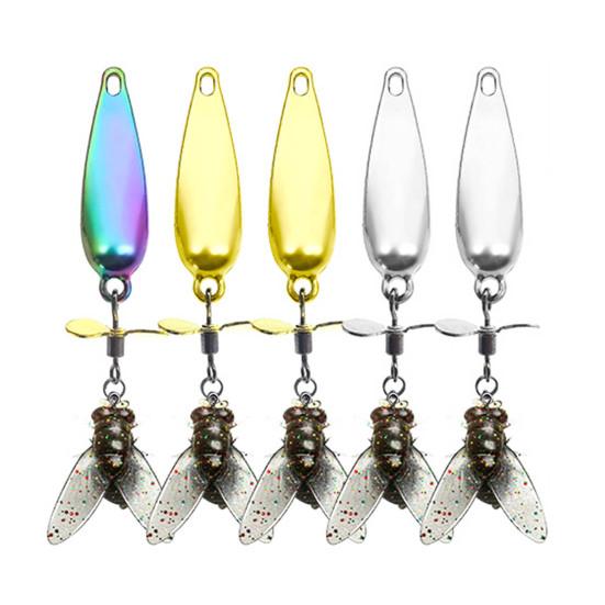 5Pcs Metal Propeller Fishing Lures Compact Portable Easy to Use Fly Spinning Propeller Metal Sequin Hard Baits