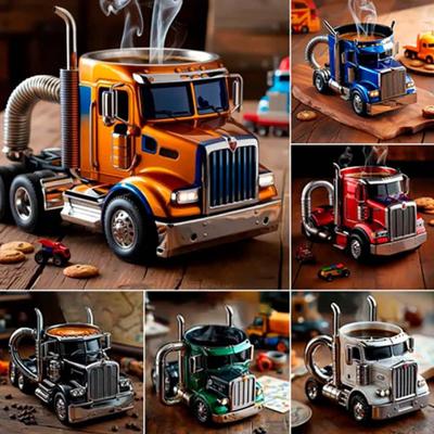 Handcrafted Truck Coffee Mug Ceramic Cup Unique Gift for Truck Lovers Semi-trailer Shaped Mug Truck Driver Gift