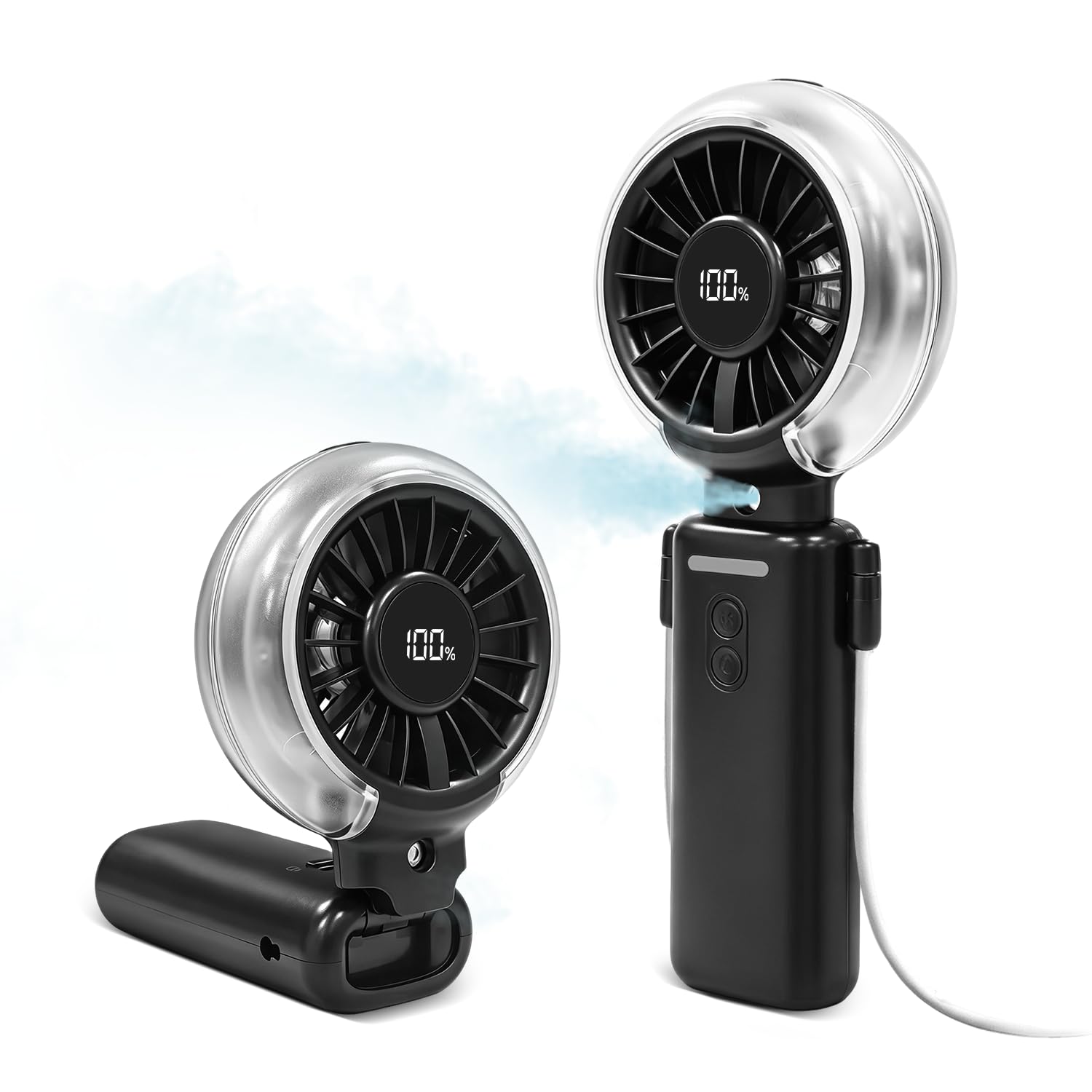 Misting Fan Portable Personal Handheld Fan with Mist Spray Foldable Small Water Mist Cooling Fan, Mini Rechargeable Hand Held Mister Fan