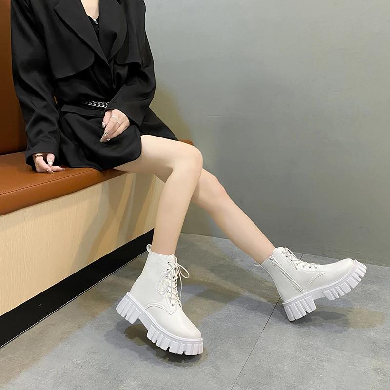 

Women Boots 2024 Spring and Autumn Fashion Designer Shoes Comfortable Pumps Casual Woman Western Outdoor Boots Shoes for Women 42 білий