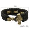 European & American Antique Bronze Thor's Hammer Men's Retro Woven Bracelet