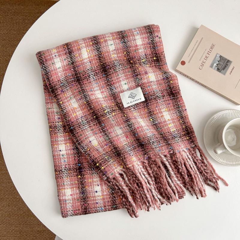 High-End Plaid Shawl for Women - 2025 Autumn/Winter Korean Style Thickened Imitation Cashmere Scarf
