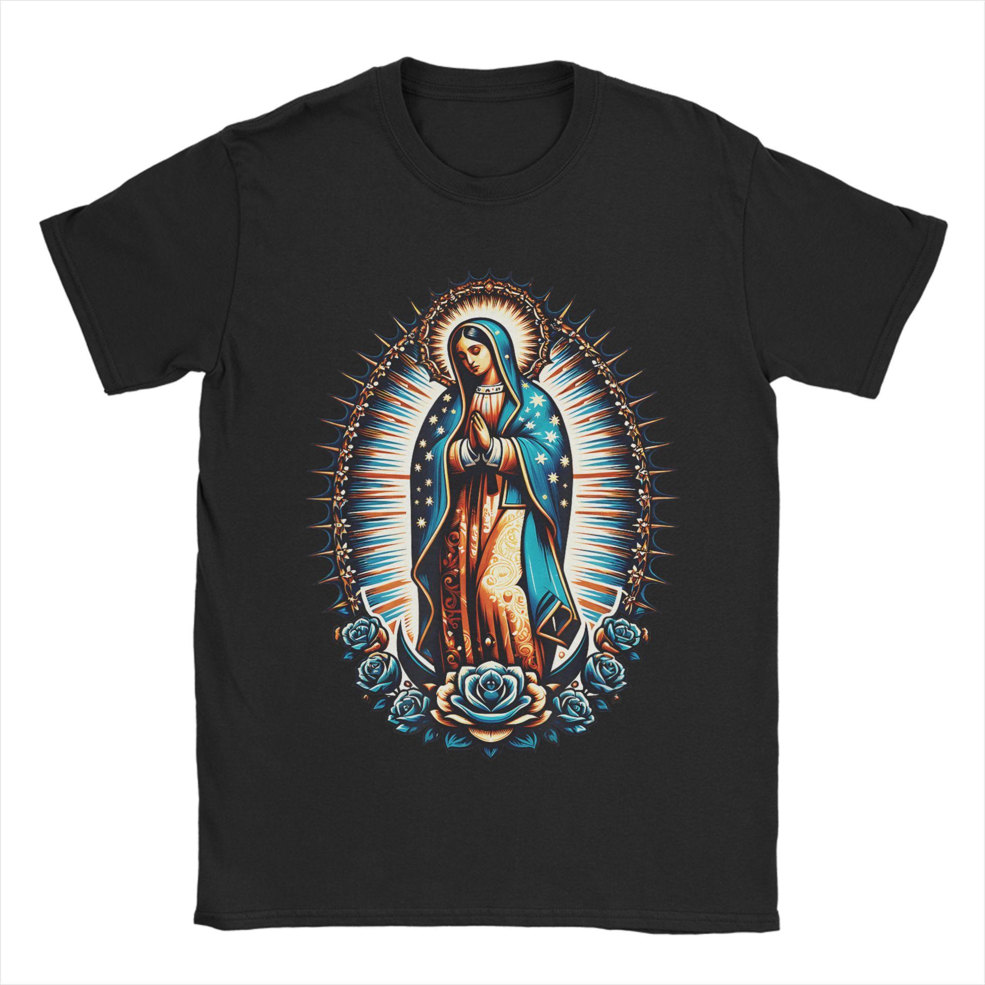 

Our Lady Virgen De Guadalupe Saint Virgin Mary TShirts Men Funny Pure Cotton Tee Shirt Crew Neck Short Sleeve T Shirt Gift Idea S