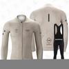 Men Women Thermal Fleece Cycling Set Long Sleeve Bib Pants Road MTB Winter Outdoor Sports