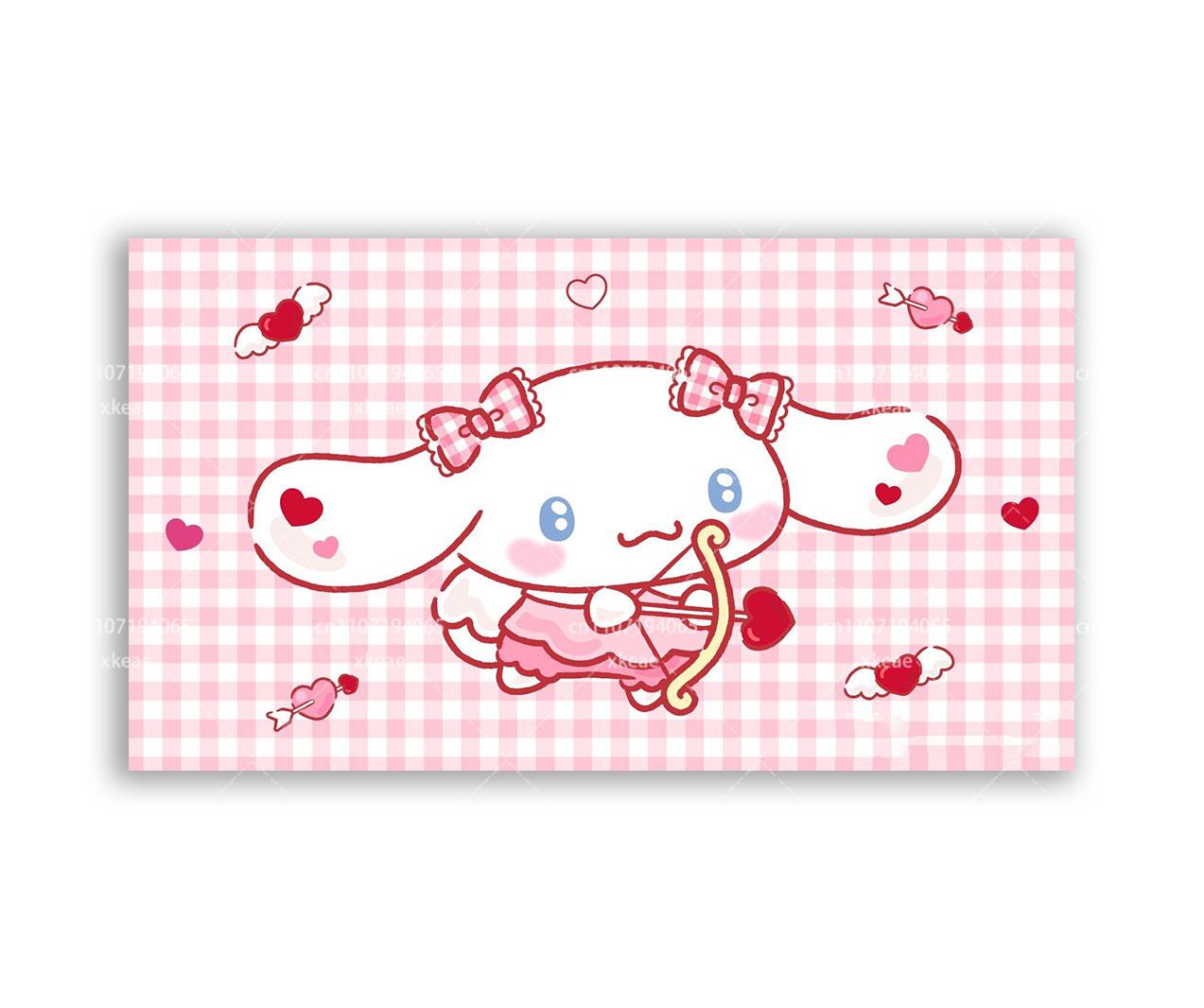 

Sanrio Cinnamoroll Tapestry Pink Checkered Love Heart Pattern Wall Hanging Cute Cartoon Decor for Bedroom Living Room Sofa 74x94cm(29x37in)