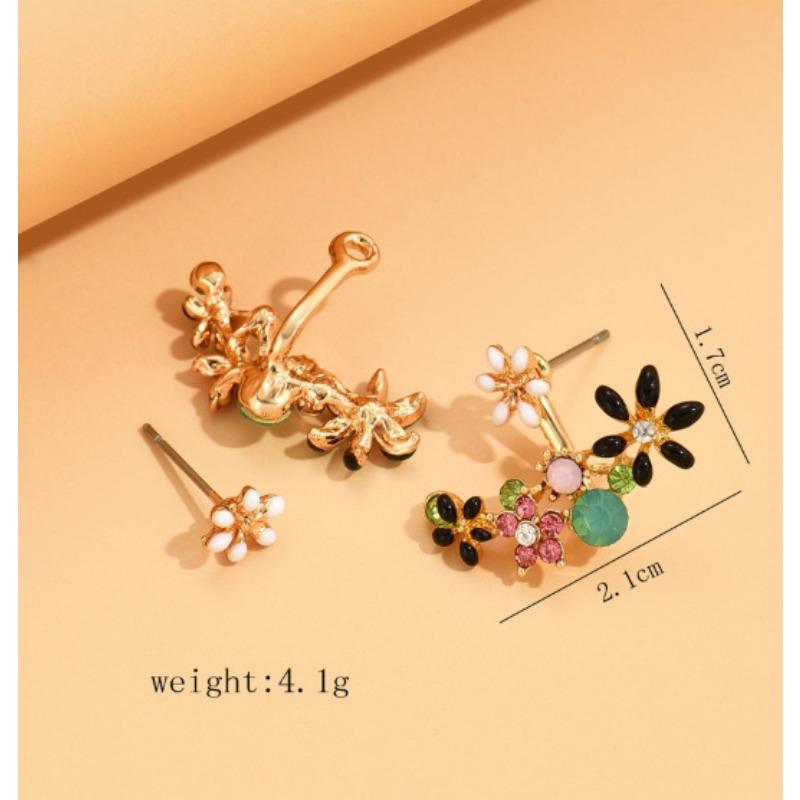 Süße OL Blitz Diamant Bunte Blume Persönlichkeit Damen Ohrstecker