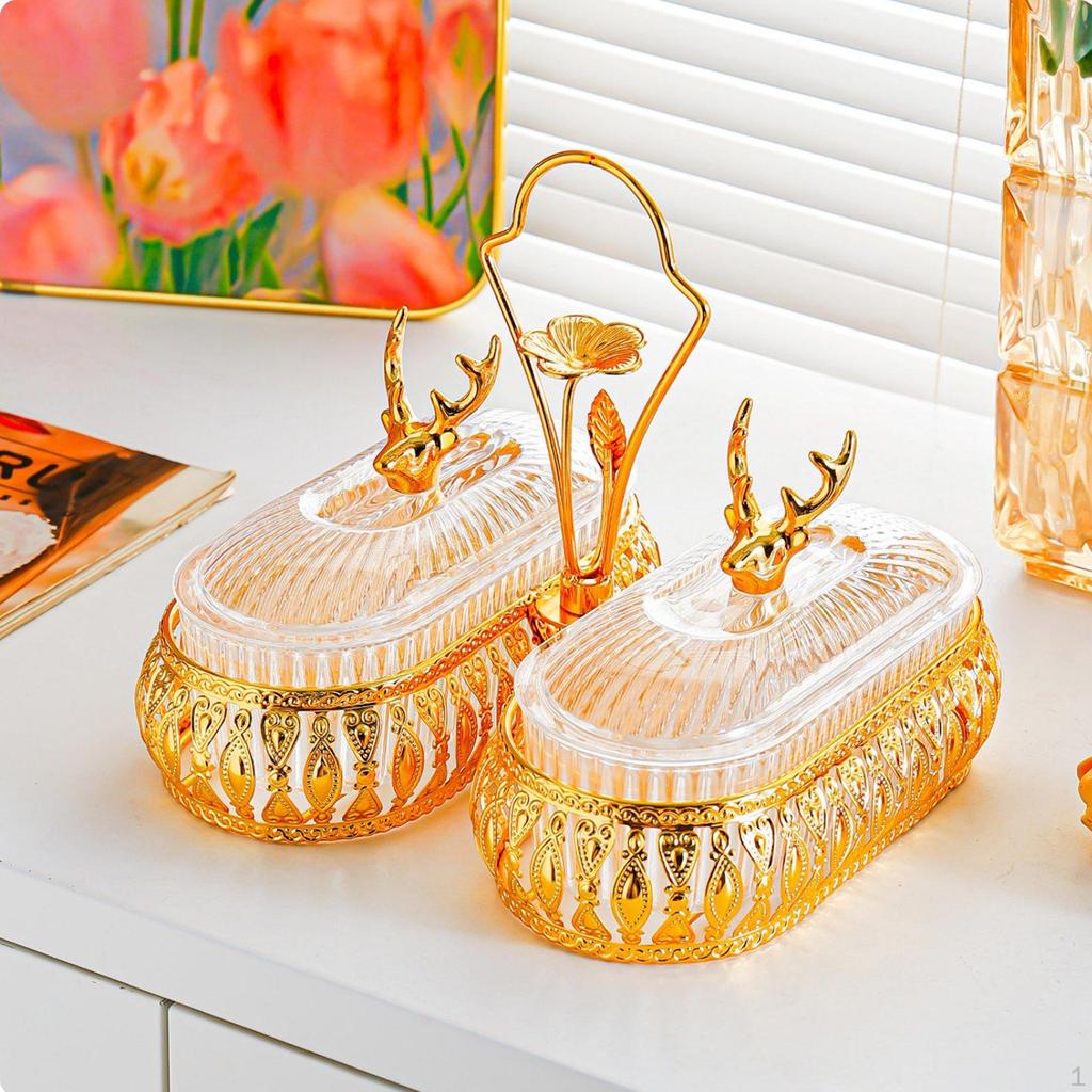 Deluxe Fruit Platter With Lid Decorative Snack Tray Set Compartmentalized Trim Serving Bowl for