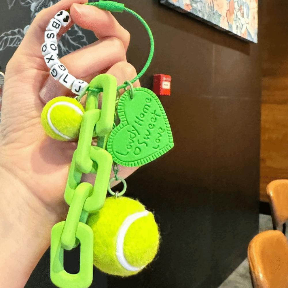 PVC Funny Tennis Ornament Creative Women Bag Charm Fashion Badminton Keychain  Couple