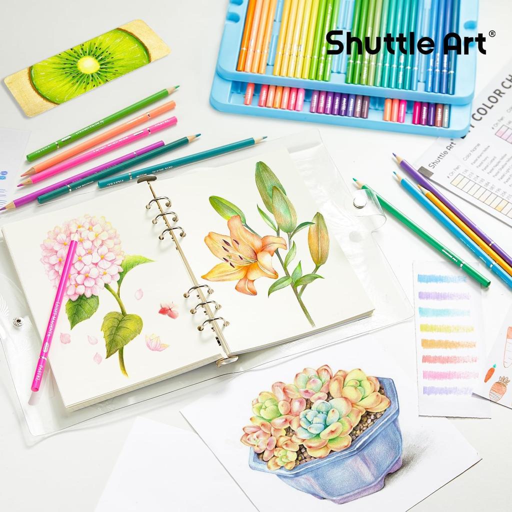 Shuttle Art Colored Set of Pastel Color for Adult Coloring Comes with a Tin Case and Color Convenient for Present for Entrance Celebrations Pencils,