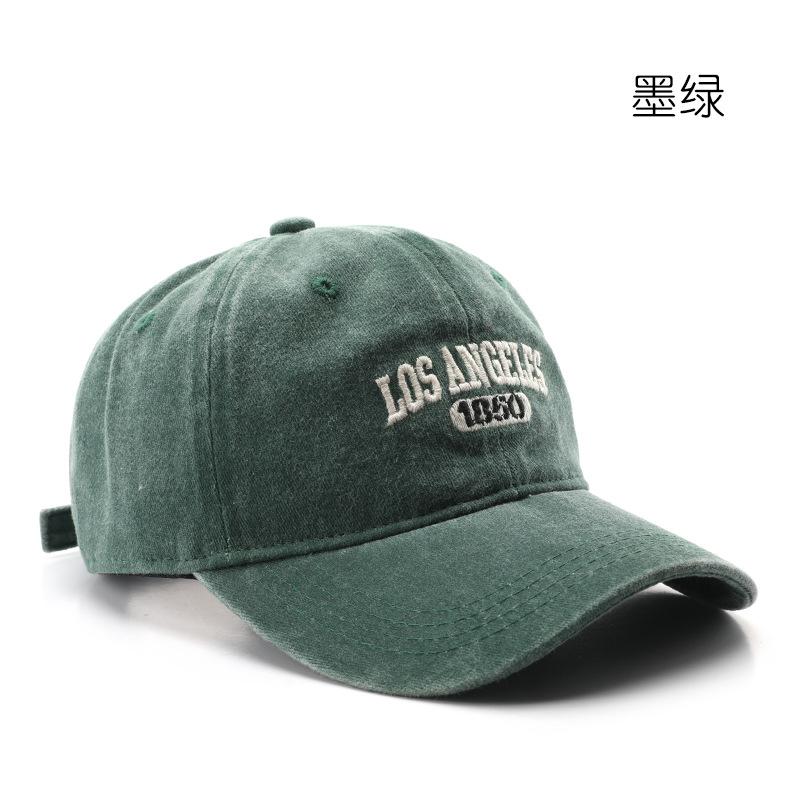 

Personalized washed letter embroidered cap Outdoor sports travel Sunscreen sunshade baseball cap темно-зелений колір