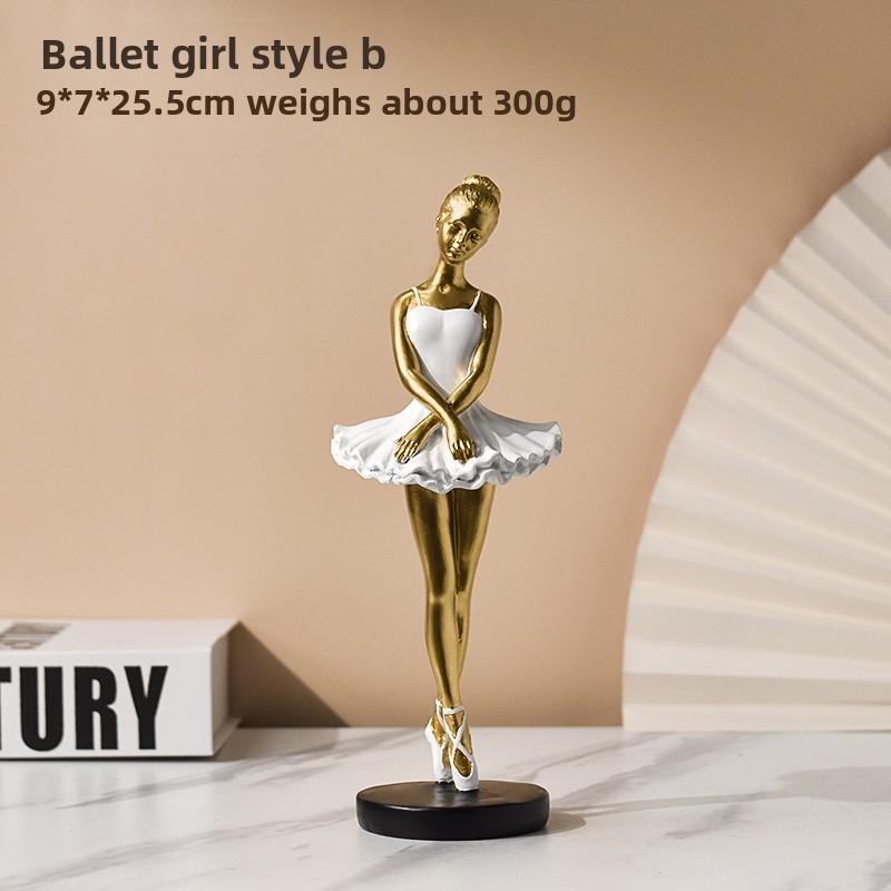 Resin Figurine of A Ballet Dancer for Home Decoration, Featuring A Cute Girl's Room with Artistic Appeal.