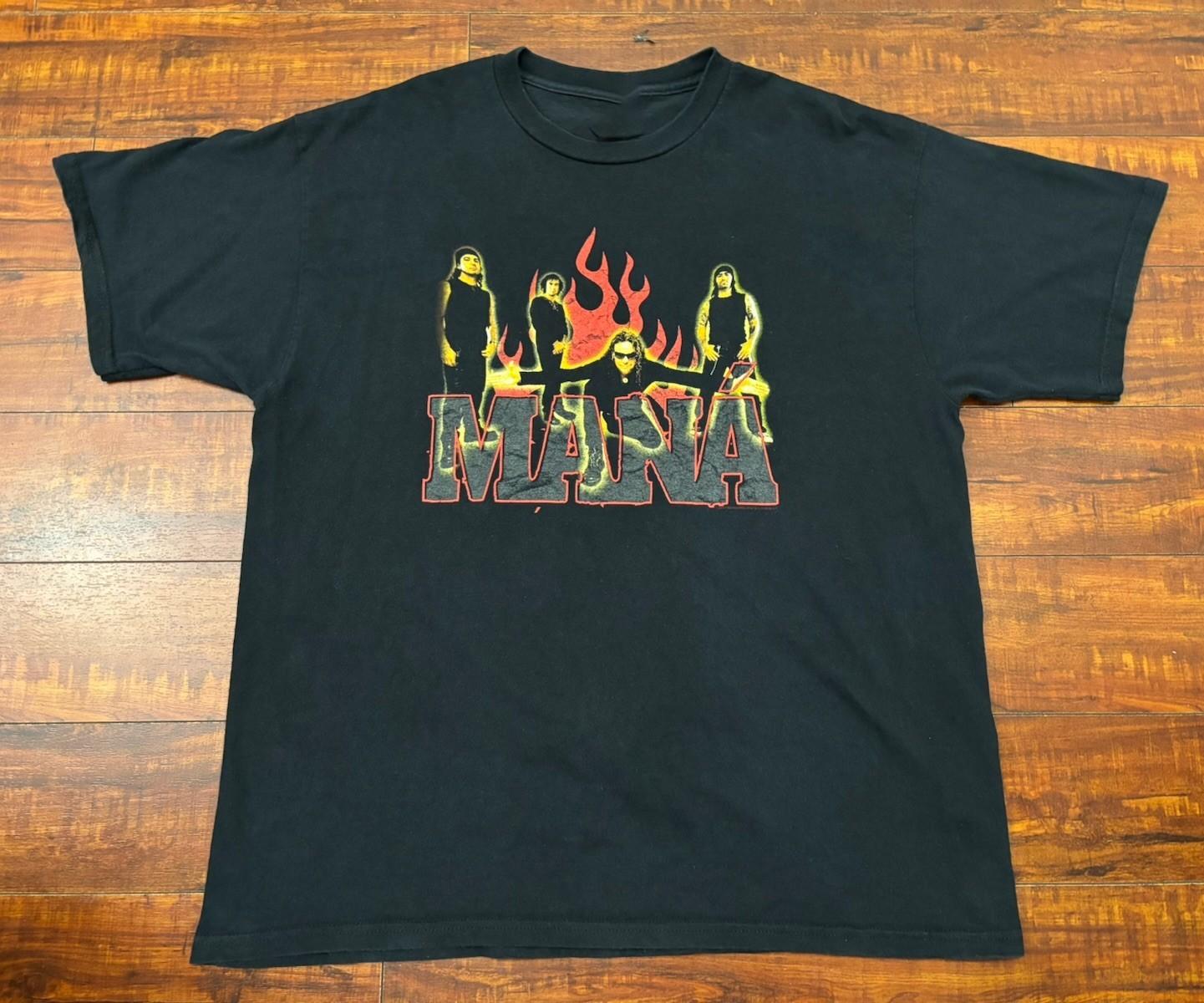 Vintage Maná Revolucion de Amor Tour T-Shirt 2003 Black SA365 XXXXL