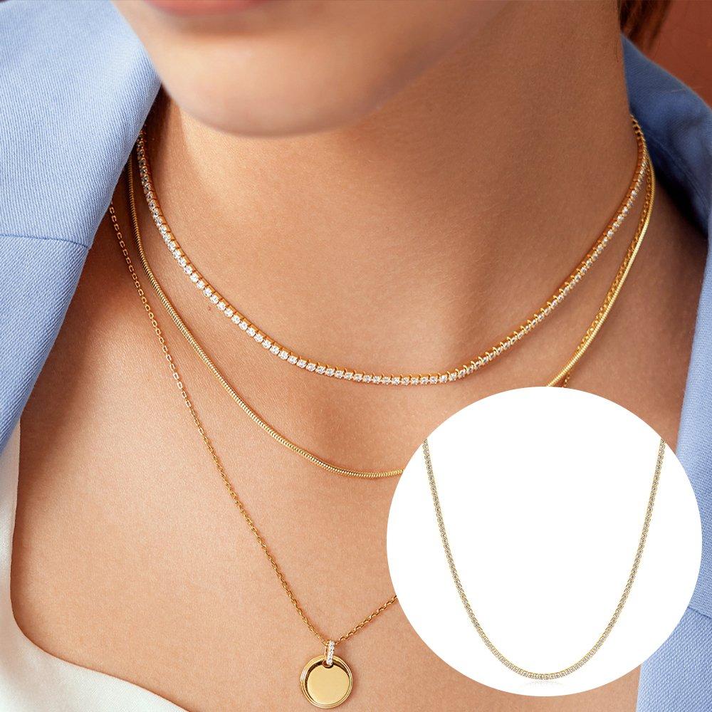 Pave 925 Silver Necklace N058-05G