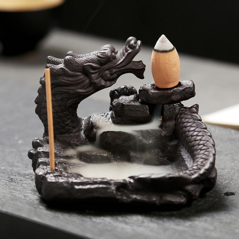 Hot Dragon Incense Burner Smoke Backflow Best Cone Censer Incense Holder Mini Office Desk Home Decor Teahouse Ornaments