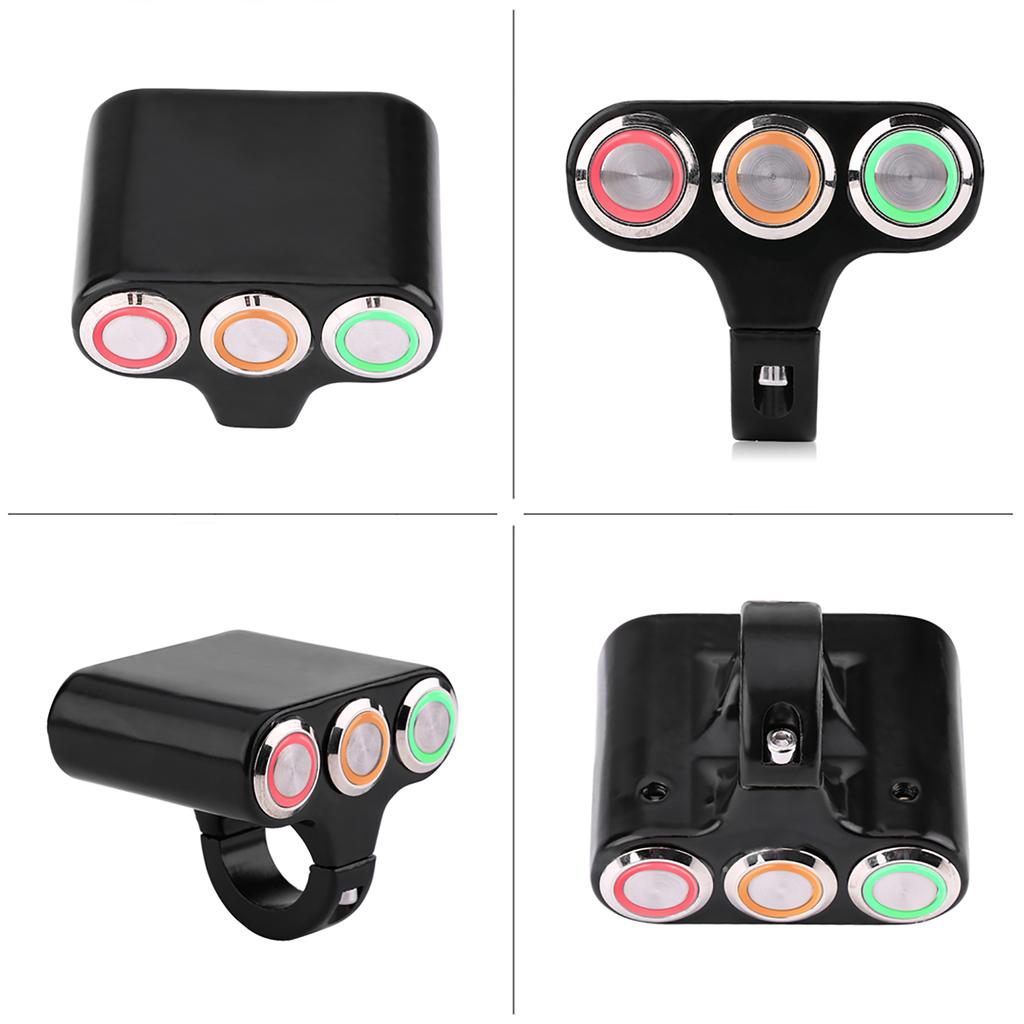 22mm Motorcycle Handlebar Mount Switch Headlight Hazard Brake Fog Light ON OFF with LED Light
