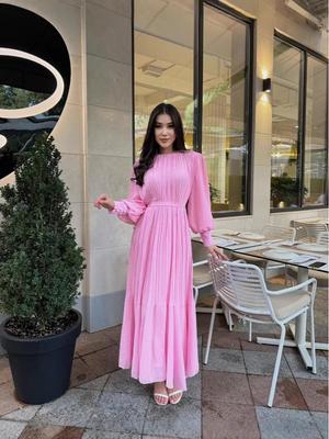 French Style Pleated Chiffon Swing Dress