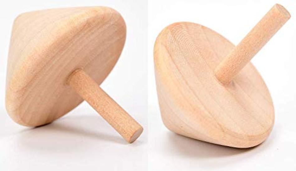 Set of 3 Wooden Spinning for Painting and Birthday Gift for Boys and Girls Tops, Unpainted, Crafting, Hand-Cranked, Kids' Toy,