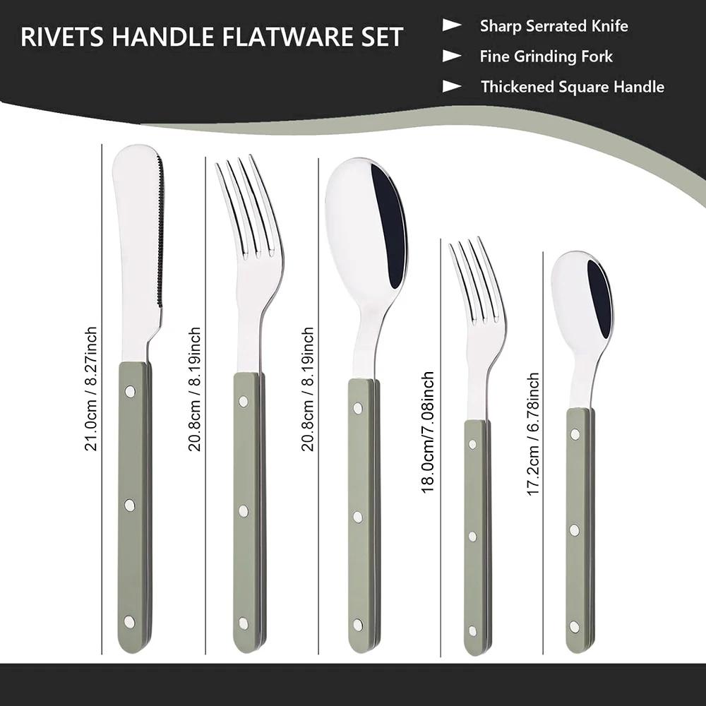 1/4/6Set Acrylic Handle Knife Fork Set Stainless Steels Dinner Cutlery Set Green Silver Western Dinnerware Home Kitchen Flatware
